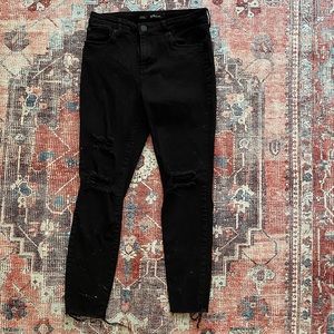 High Waisted Distressed Black Jeans